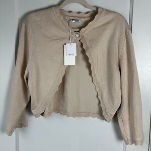 Grace Karin Tan Scalloped Cardigan